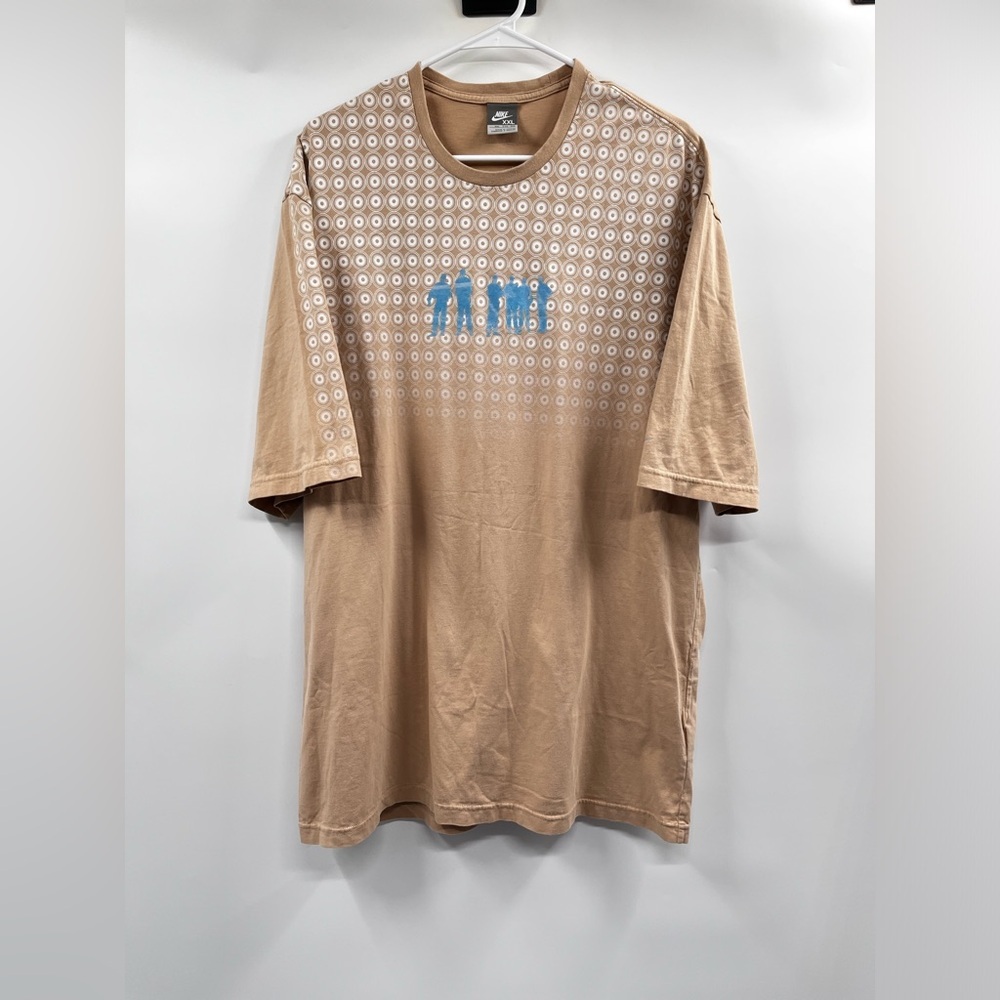 Nike Vintage Style T-Shirt Mens XXL Tan Retro Y2K Printed Short Sleeve